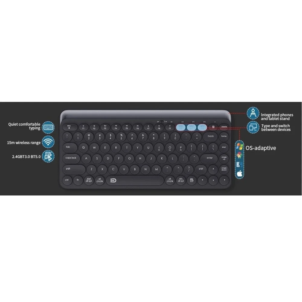 Multi-Device Bluetooth Wireless Keyboard with Integrated Tablet Stand - Picture 6 of 8